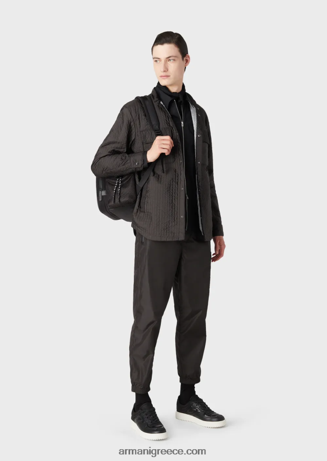 άνδρες Armani καπιτονέ ανακυκλωμένο νάιλον υδατοαπωθητικό μπλουζόνι 4046R61312 σκούρο γκρίζο