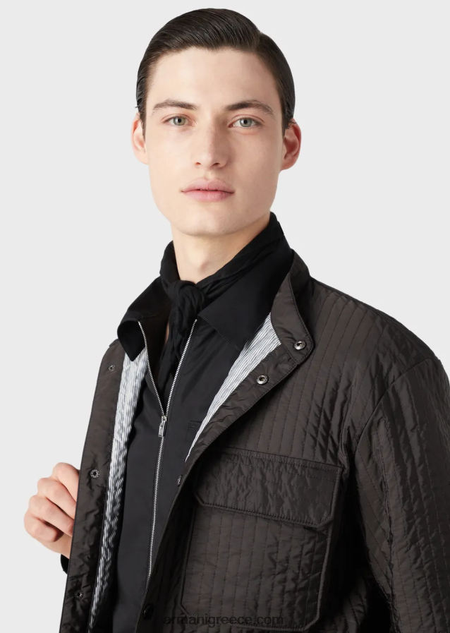 άνδρες Armani καπιτονέ ανακυκλωμένο νάιλον υδατοαπωθητικό μπλουζόνι 4046R61312 σκούρο γκρίζο