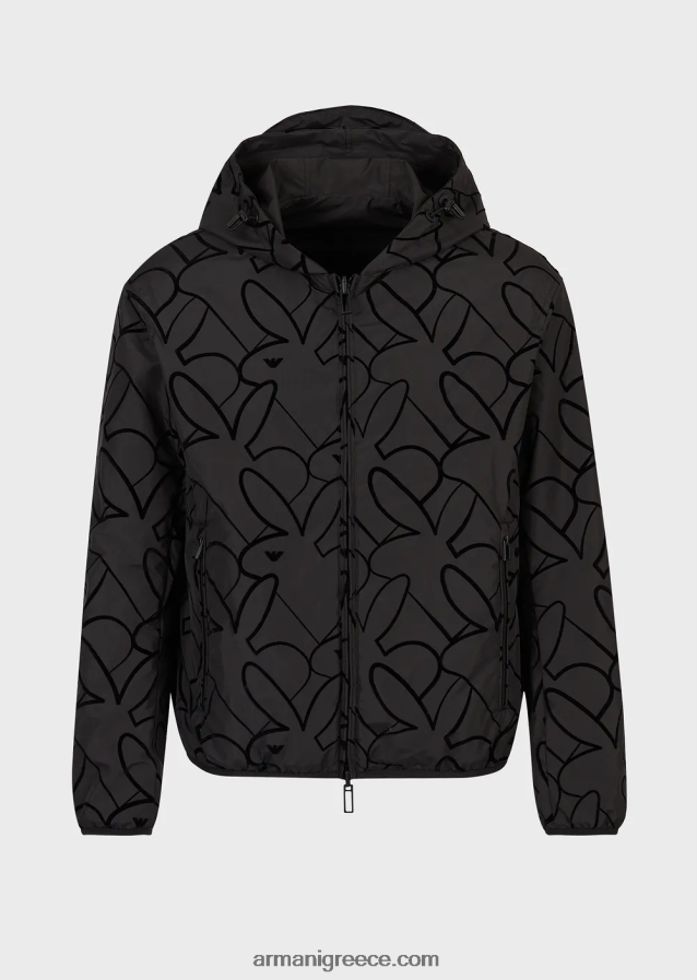 άνδρες Armani αναστρέψιμη μπλούζον με κουκούλα από νάιλον 4046R61314 μαύρος