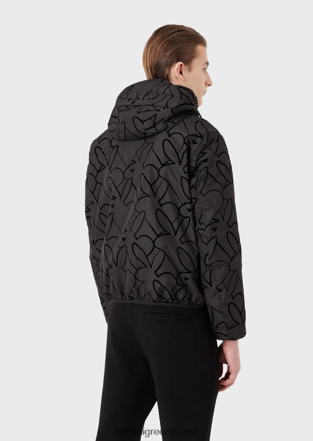 άνδρες Armani αναστρέψιμη μπλούζον με κουκούλα από νάιλον 4046R61314 μαύρος