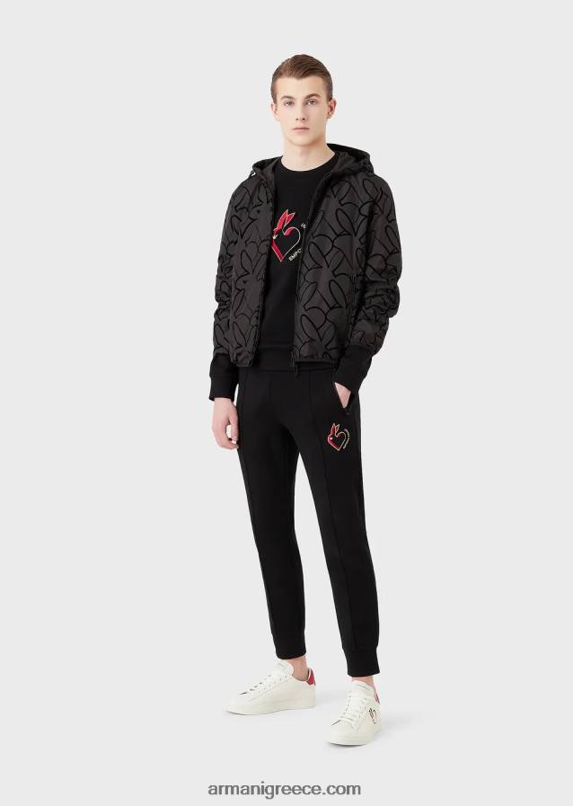 άνδρες Armani αναστρέψιμη μπλούζον με κουκούλα από νάιλον 4046R61314 μαύρος