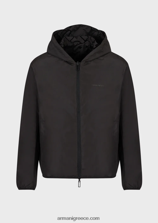 άνδρες Armani αναστρέψιμη μπλούζον με κουκούλα από νάιλον 4046R61314 μαύρος