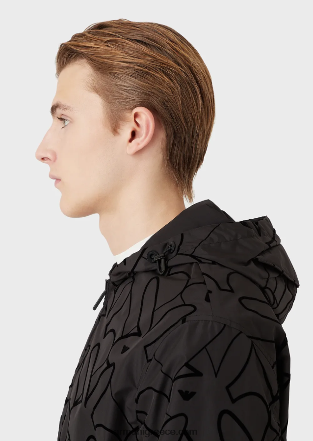 άνδρες Armani αναστρέψιμη μπλούζον με κουκούλα από νάιλον 4046R61314 μαύρος