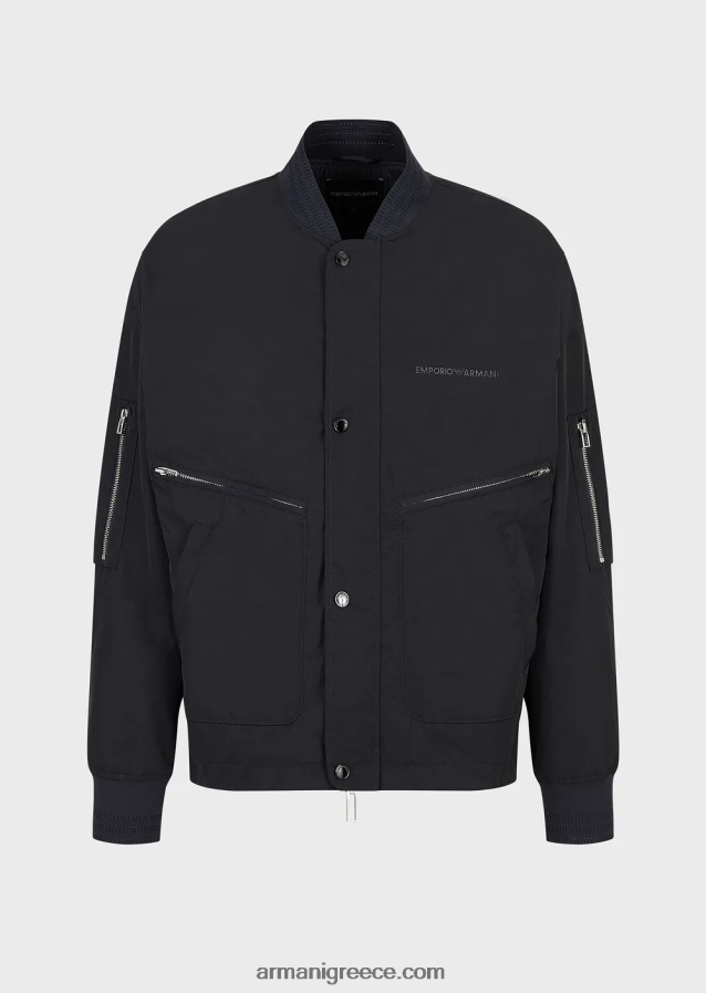 άνδρες Armani υδατοαπωθητικό μπλουζόνι σε κυματιστό ελαφρύ νάιλον 4046R61318 ναυτικό μπλε