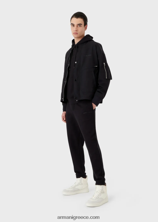 άνδρες Armani υδατοαπωθητικό μπλουζόνι σε κυματιστό ελαφρύ νάιλον 4046R61318 ναυτικό μπλε