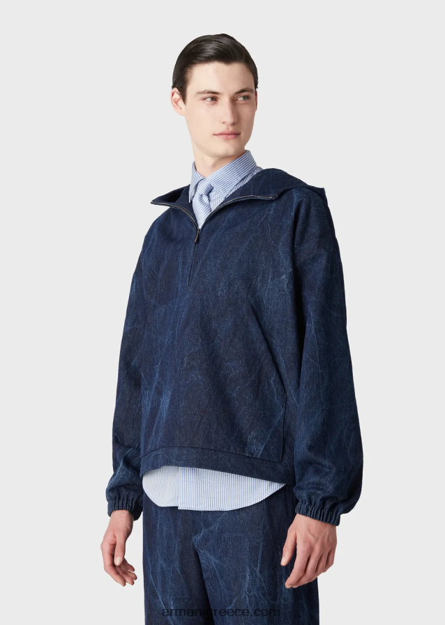 άνδρες Armani πέτρινο τζιν ανοράκ 4046R61324