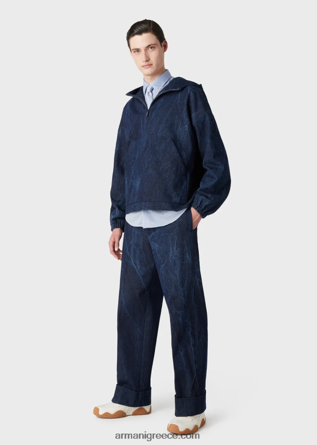 άνδρες Armani πέτρινο τζιν ανοράκ 4046R61324