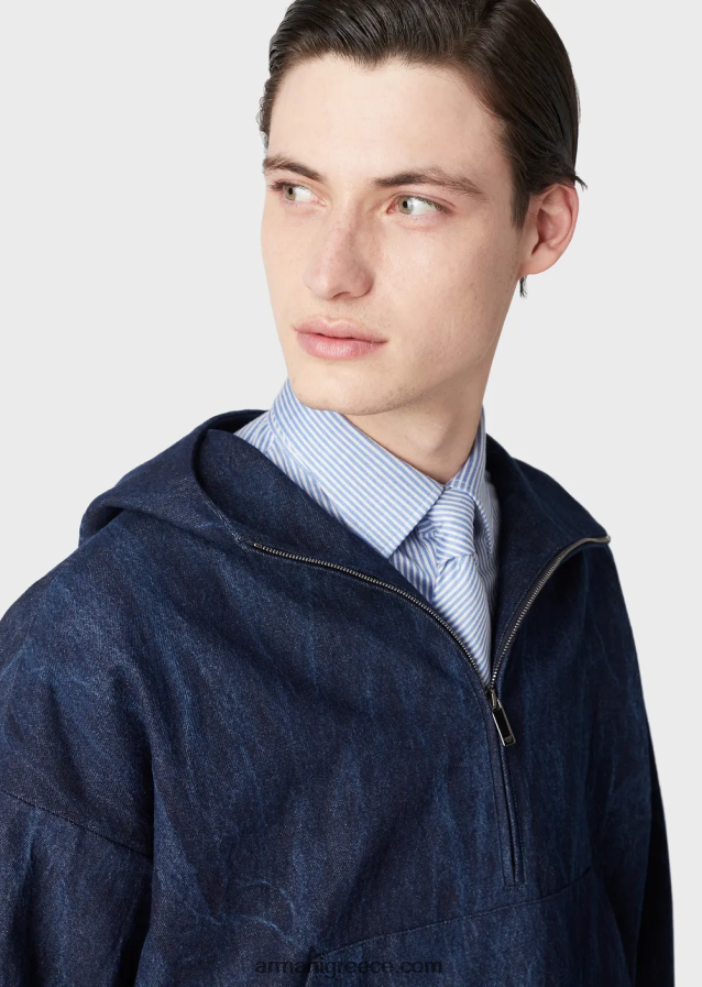 άνδρες Armani πέτρινο τζιν ανοράκ 4046R61324