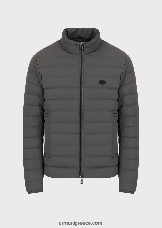 άνδρες Armani καπιτονέ νάιλον πουπουλένιο μπουφάν 4046R61329 γκρί