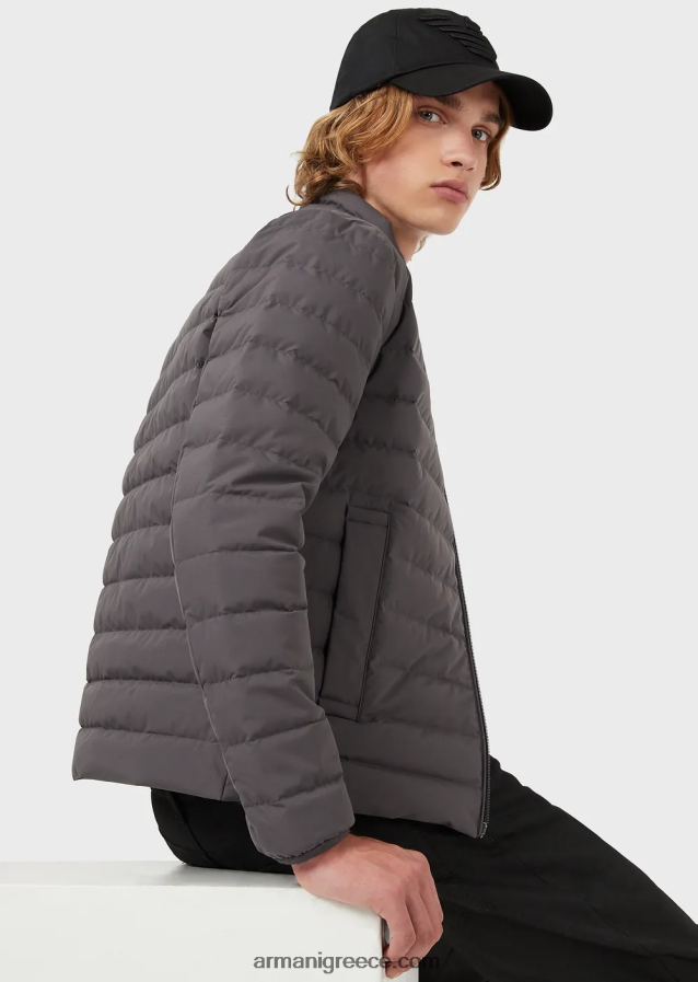 άνδρες Armani καπιτονέ νάιλον πουπουλένιο μπουφάν 4046R61329 γκρί