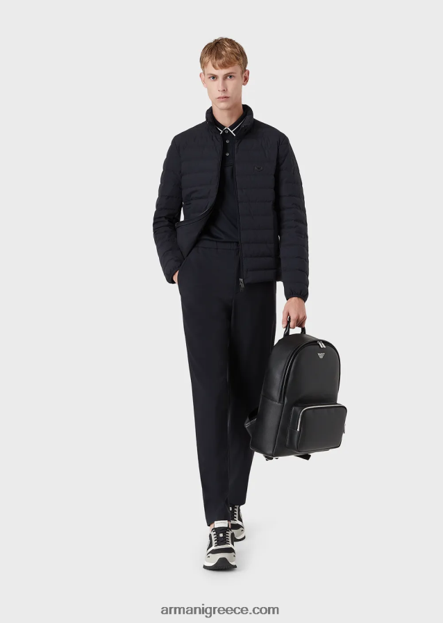 άνδρες Armani καπιτονέ νάιλον πουπουλένιο μπουφάν 4046R61330 ναυτικό μπλε