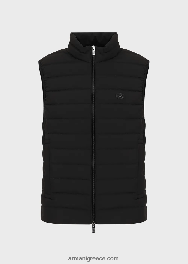 άνδρες Armani καπιτονέ νάιλον αμάνικο πουπουλένιο μπουφάν 4046R61333 μαύρος
