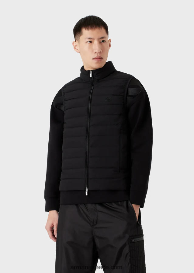 άνδρες Armani καπιτονέ νάιλον αμάνικο πουπουλένιο μπουφάν 4046R61333 μαύρος