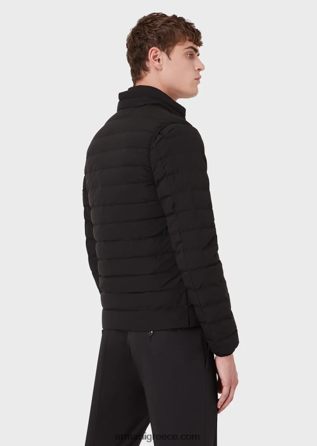 άνδρες Armani καπιτονέ νάιλον αμάνικο πουπουλένιο μπουφάν 4046R61333 μαύρος