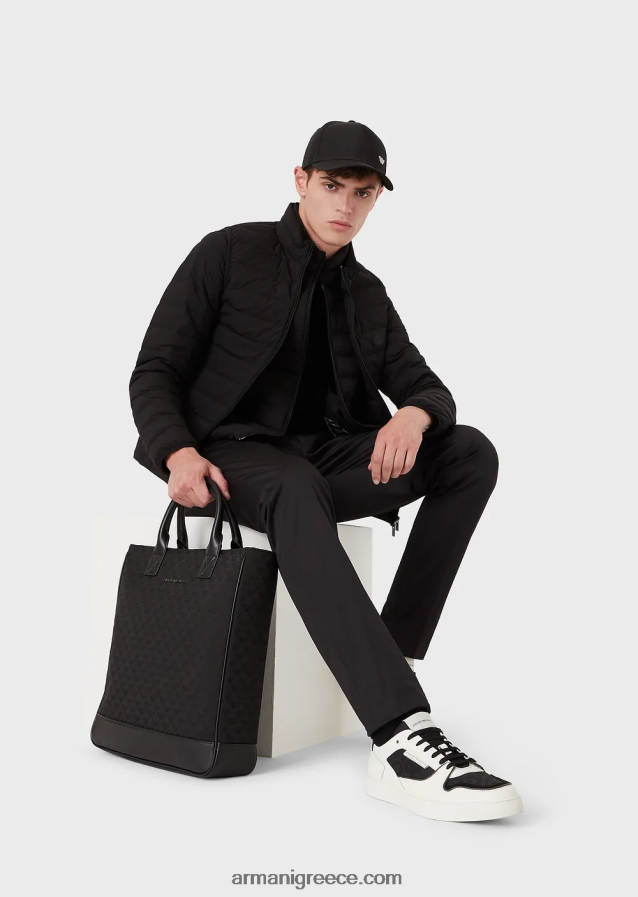 άνδρες Armani καπιτονέ νάιλον αμάνικο πουπουλένιο μπουφάν 4046R61333 μαύρος