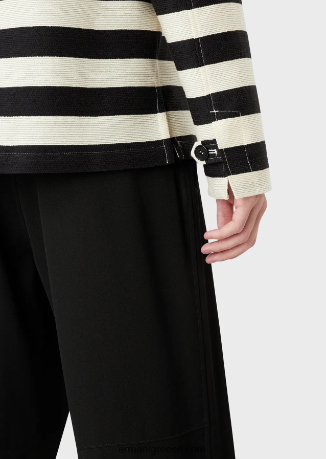 άνδρες Armani οριζόντια ριγέ οθωμανική μπλούζα με φερμουάρ 4046R61336 μαύρος