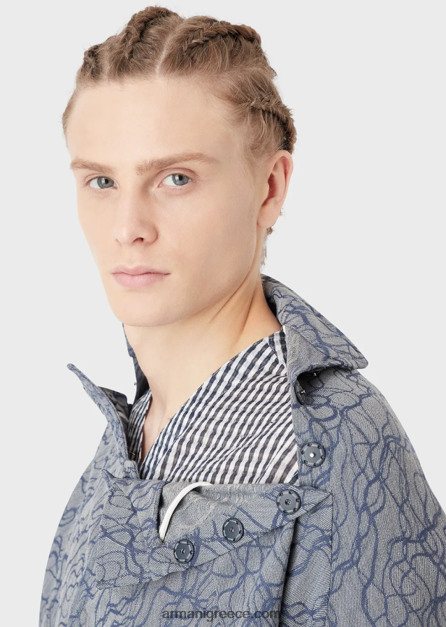 άνδρες Armani κοντομάνικο μπλουζονάκι σε μάλλινη κρέπα με σχέδιο ζακάρ 4046R61345 πρότυπο