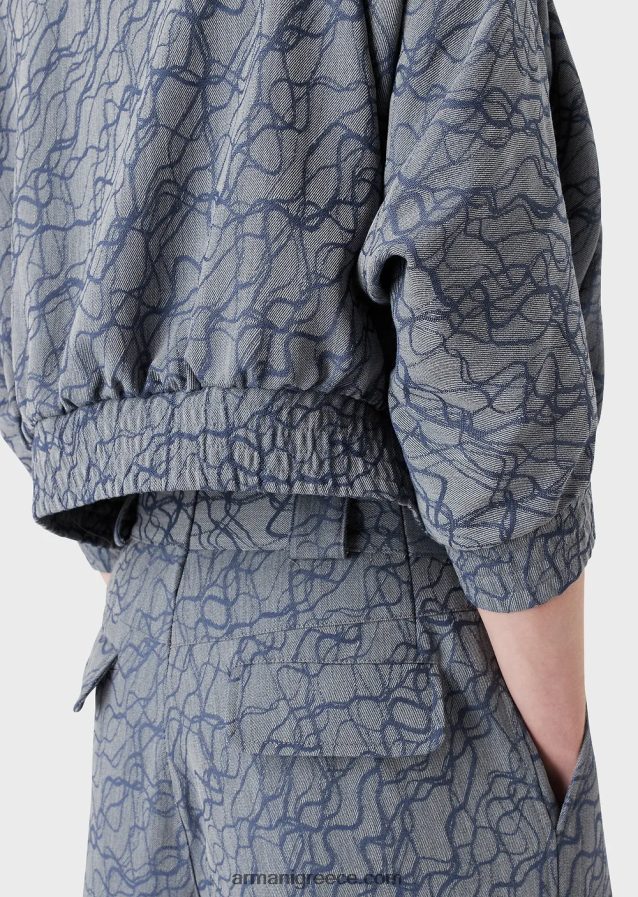 άνδρες Armani κοντομάνικο μπλουζονάκι σε μάλλινη κρέπα με σχέδιο ζακάρ 4046R61345 πρότυπο