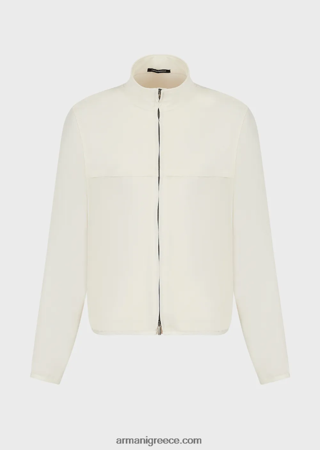 άνδρες Armani ρευστή κρέπα μπλούζον με φερμουάρ με πτερύγιο 4046R61346