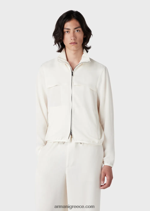 άνδρες Armani ρευστή κρέπα μπλούζον με φερμουάρ με πτερύγιο 4046R61346