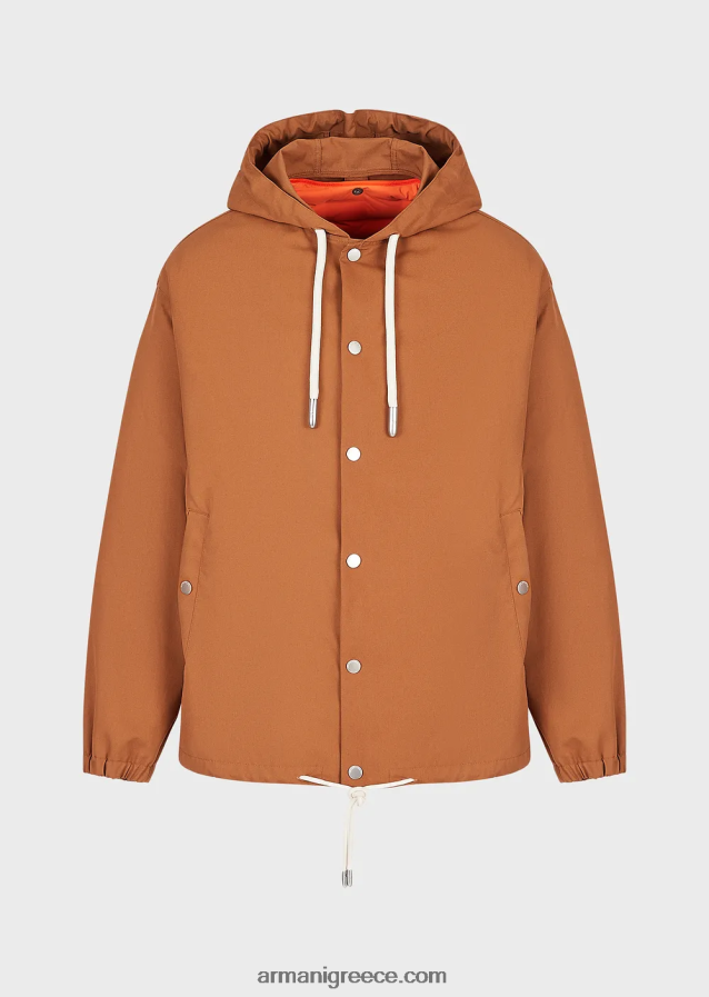 άνδρες Armani αειφόρος συλλογή από ανακυκλωμένο καμβά μπλούζον με κουκούλα 4046R61348 καπνός