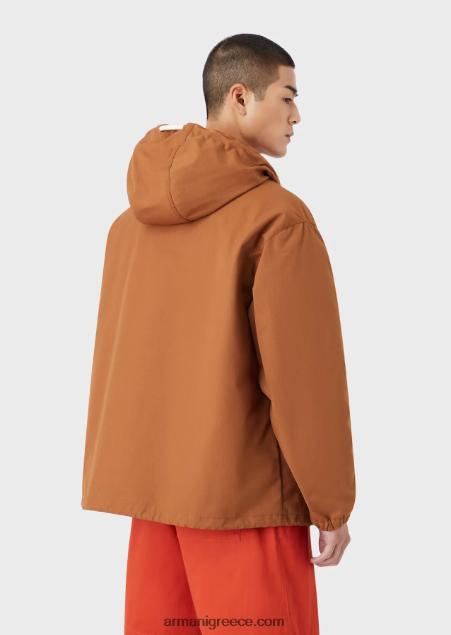 άνδρες Armani αειφόρος συλλογή από ανακυκλωμένο καμβά μπλούζον με κουκούλα 4046R61348 καπνός