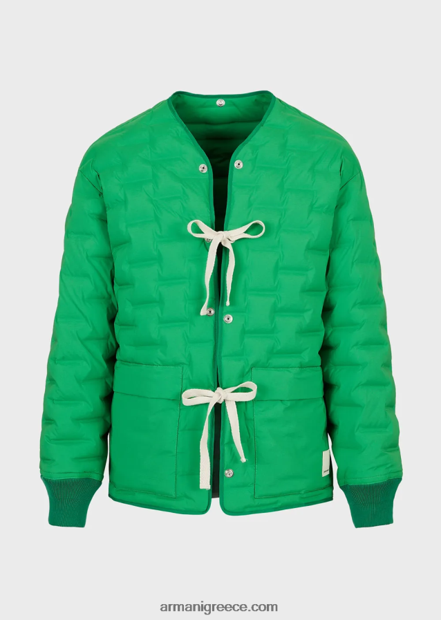 άνδρες Armani Μπουφάν βιώσιμης συλλογής με ανακυκλωμένο σατέν και επένδυση 4046R61350 πράσινος