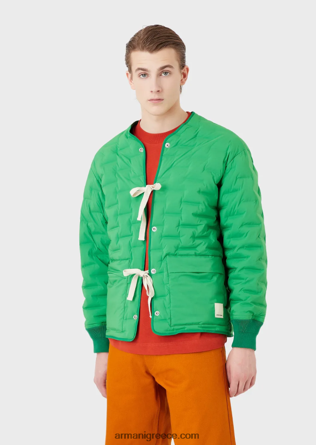 άνδρες Armani Μπουφάν βιώσιμης συλλογής με ανακυκλωμένο σατέν και επένδυση 4046R61350 πράσινος