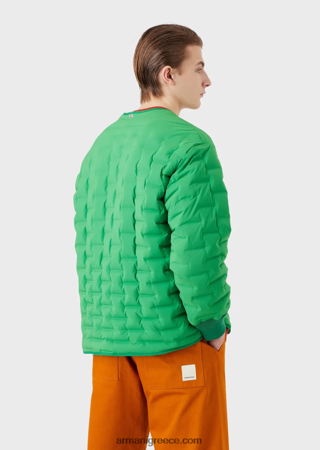 άνδρες Armani Μπουφάν βιώσιμης συλλογής με ανακυκλωμένο σατέν και επένδυση 4046R61350 πράσινος