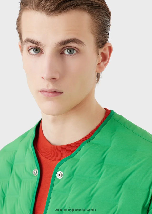 άνδρες Armani Μπουφάν βιώσιμης συλλογής με ανακυκλωμένο σατέν και επένδυση 4046R61350 πράσινος