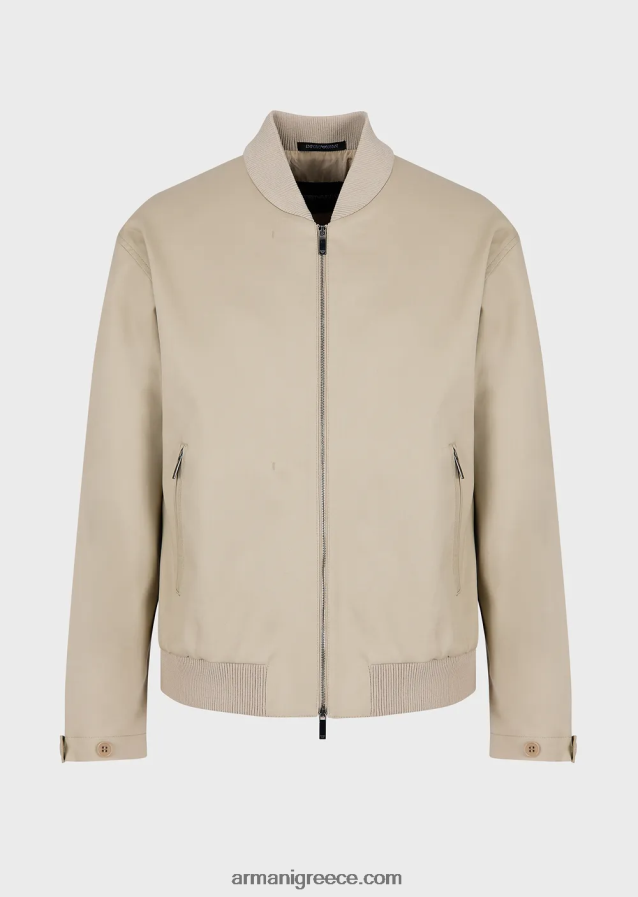 άνδρες Armani διπλό μπλουζόνι γαμπαρντίνα με μπροστινό πάνελ 4046R61352 μπεζ