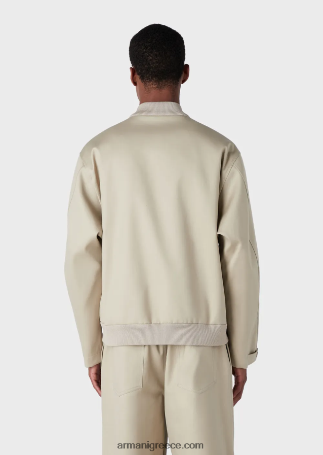 άνδρες Armani διπλό μπλουζόνι γαμπαρντίνα με μπροστινό πάνελ 4046R61352 μπεζ