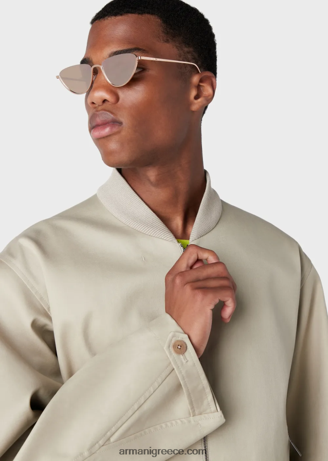άνδρες Armani διπλό μπλουζόνι γαμπαρντίνα με μπροστινό πάνελ 4046R61352 μπεζ