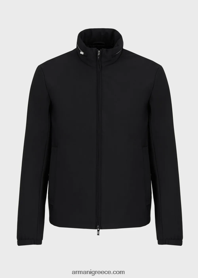 άνδρες Armani νάιλον μπλούζον με πλήρες φερμουάρ 4046R61356 μαύρος