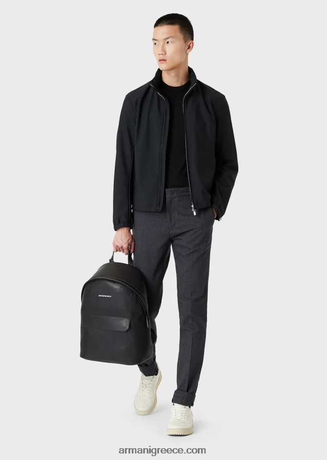 άνδρες Armani νάιλον μπλούζον με πλήρες φερμουάρ 4046R61356 μαύρος