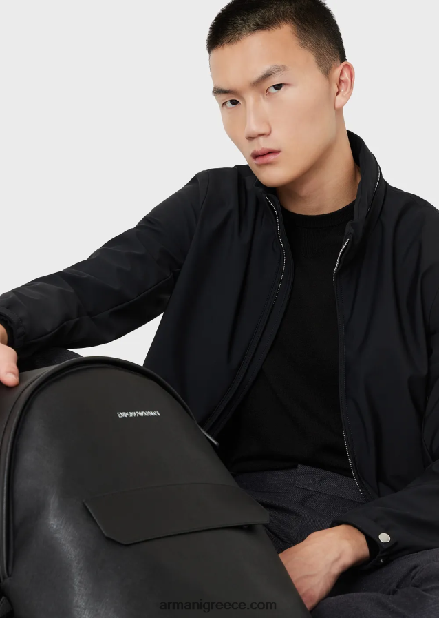 άνδρες Armani νάιλον μπλούζον με πλήρες φερμουάρ 4046R61356 μαύρος