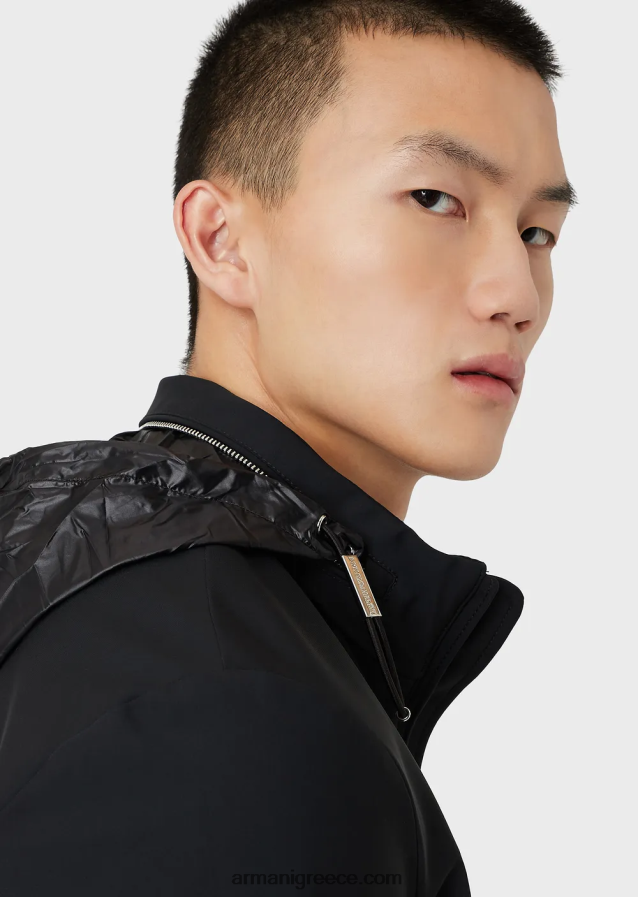 άνδρες Armani νάιλον μπλούζον με πλήρες φερμουάρ 4046R61356 μαύρος