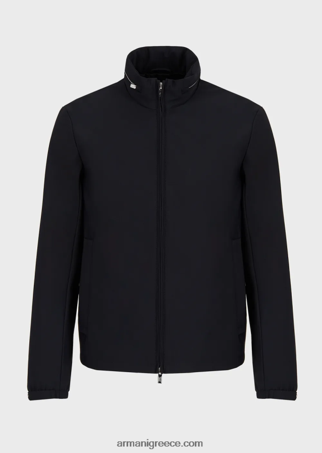 άνδρες Armani νάιλον μπλούζον με πλήρες φερμουάρ 4046R61357 ναυτικό μπλε