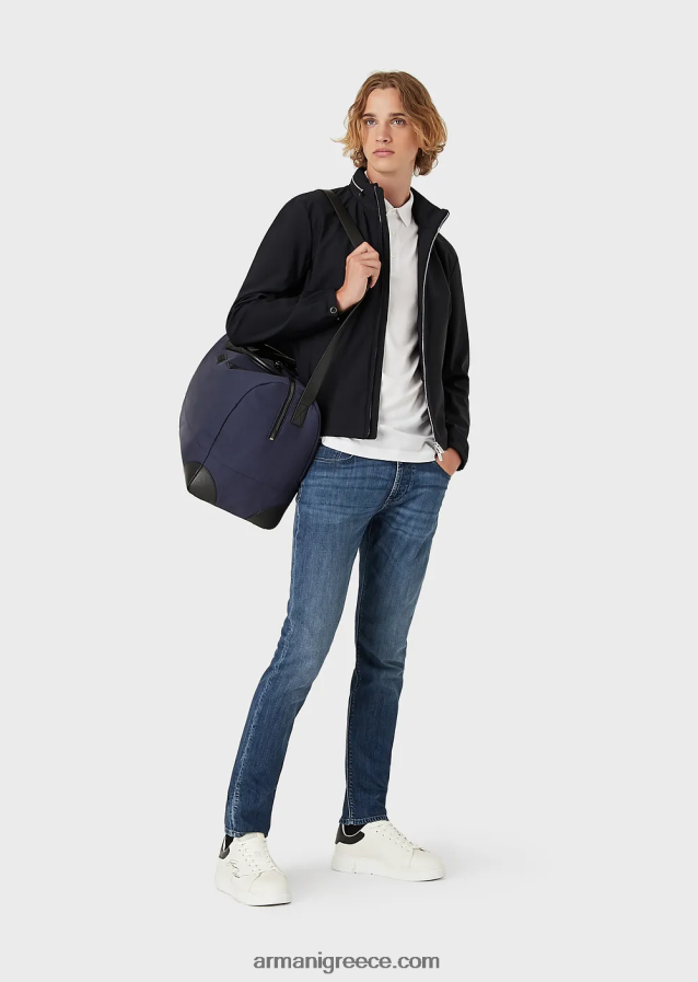 άνδρες Armani νάιλον μπλούζον με πλήρες φερμουάρ 4046R61357 ναυτικό μπλε