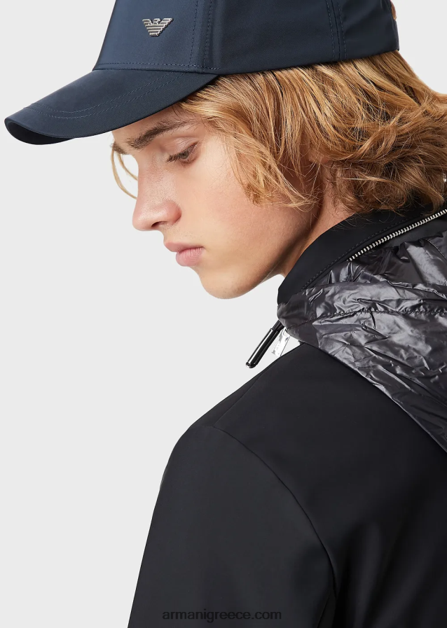 άνδρες Armani νάιλον μπλούζον με πλήρες φερμουάρ 4046R61357 ναυτικό μπλε