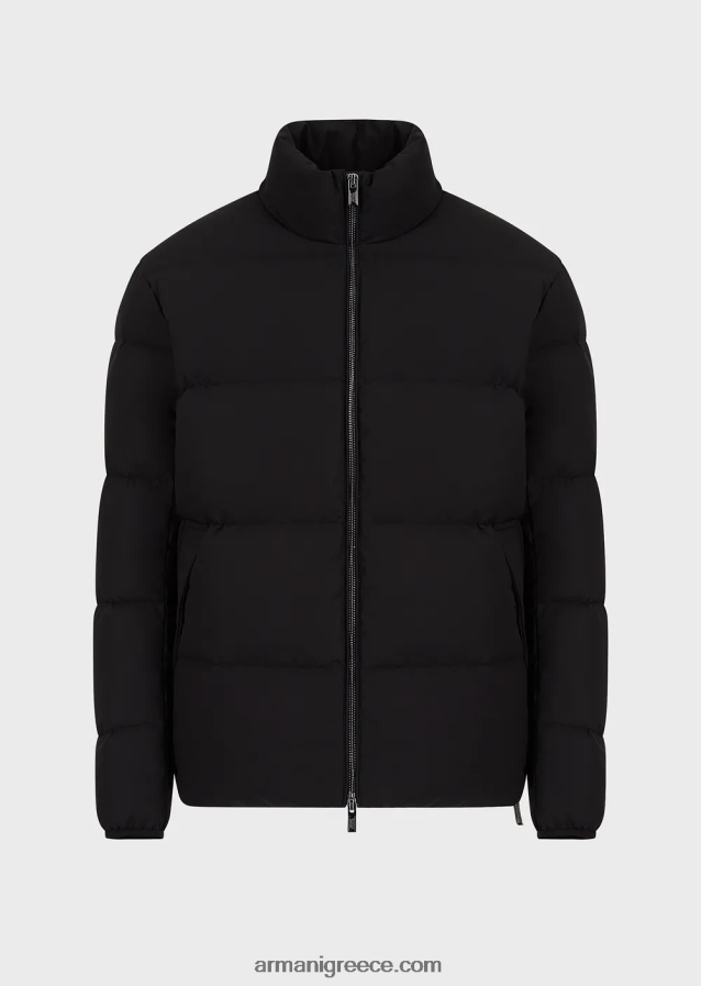 άνδρες Armani καπιτονέ νάιλον, τζάκετ με πλήρες φερμουάρ 4046R61362 μαύρος