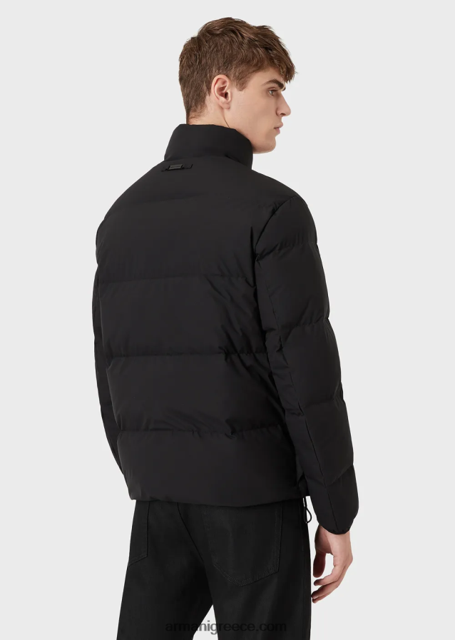άνδρες Armani καπιτονέ νάιλον, τζάκετ με πλήρες φερμουάρ 4046R61362 μαύρος