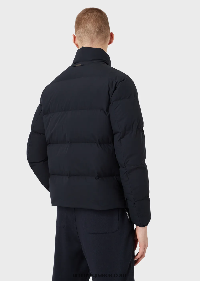 άνδρες Armani καπιτονέ νάιλον, τζάκετ με πλήρες φερμουάρ 4046R61363 ναυτικό μπλε