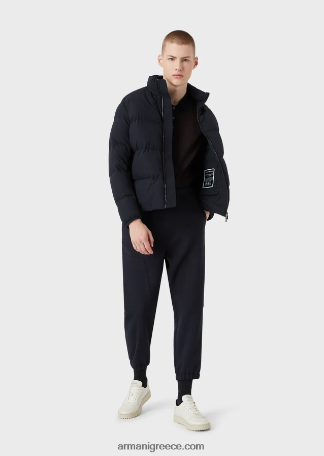 άνδρες Armani καπιτονέ νάιλον, τζάκετ με πλήρες φερμουάρ 4046R61363 ναυτικό μπλε