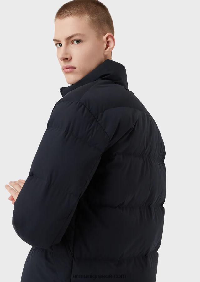 άνδρες Armani καπιτονέ νάιλον, τζάκετ με πλήρες φερμουάρ 4046R61363 ναυτικό μπλε