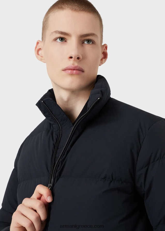 άνδρες Armani καπιτονέ νάιλον, τζάκετ με πλήρες φερμουάρ 4046R61363 ναυτικό μπλε