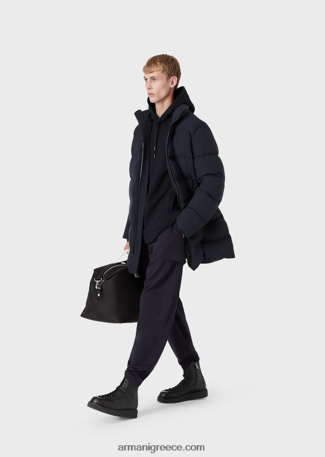 άνδρες Armani Υπερμεγέθη, καπιτονέ νάιλον, τζάκετ με πλήρες φερμουάρ 4046R61366