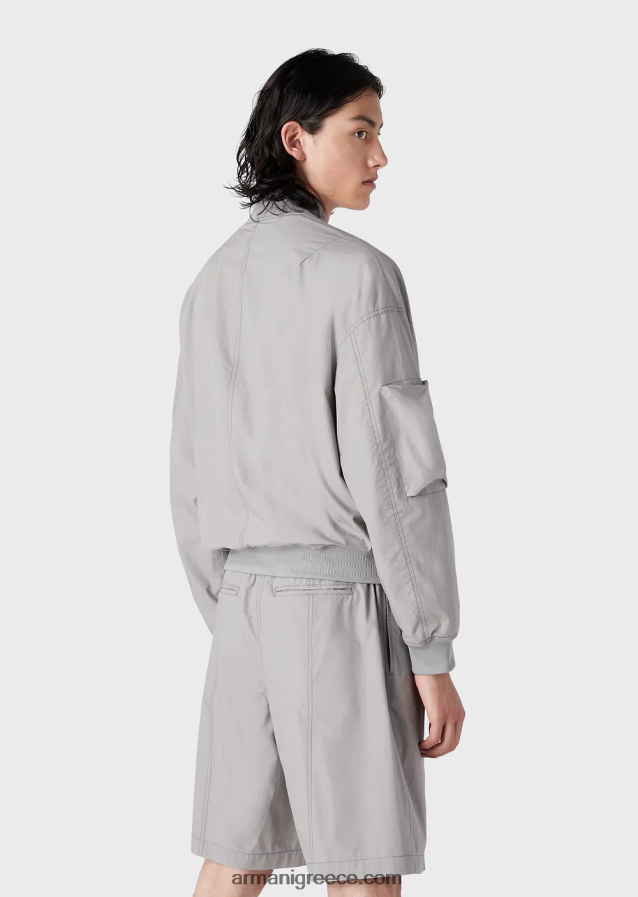 άνδρες Armani μπουφάν bomber με πολλές τσέπες pima poplin 4046R61304 μαύρος