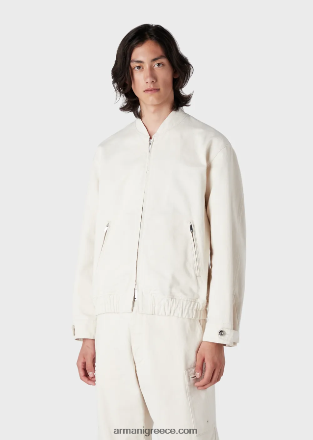 άνδρες Armani l'amour κεντημένο τζιν μπλουζόν με φερμουάρ 4046R61353