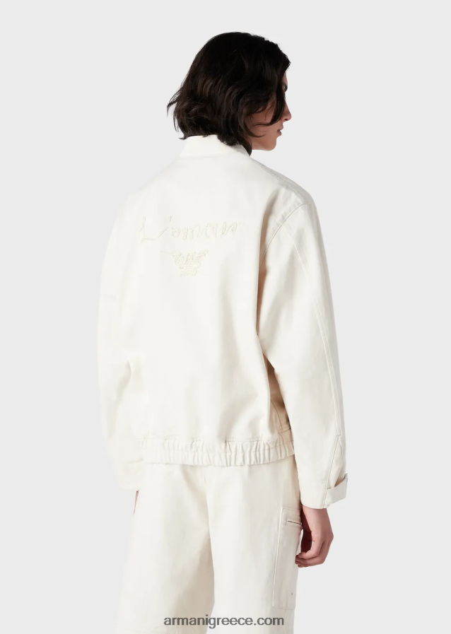 άνδρες Armani l'amour κεντημένο τζιν μπλουζόν με φερμουάρ 4046R61353